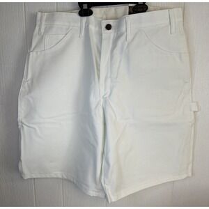 Dickies Mens Utility Short Relaxed Fit 10" Inseam White Cotton Sz 34 DX400WH NEW